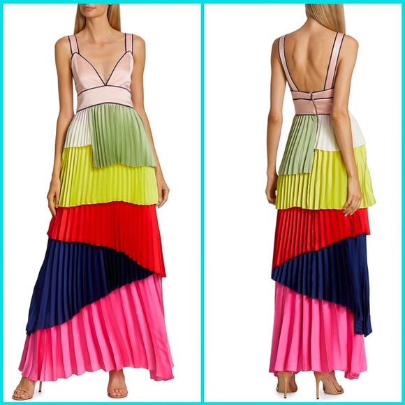 Alice + Olivia x Kidsuper Maisie Pleated Asymmetrical Maxi Dress - Picture 15 of 16